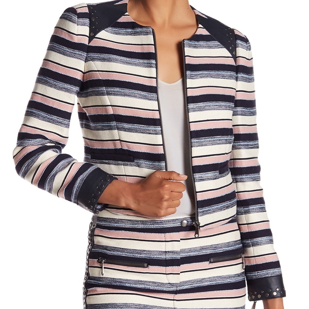 Rebecca Minkoff Pink Striped Zip Jacket Blazer size 0